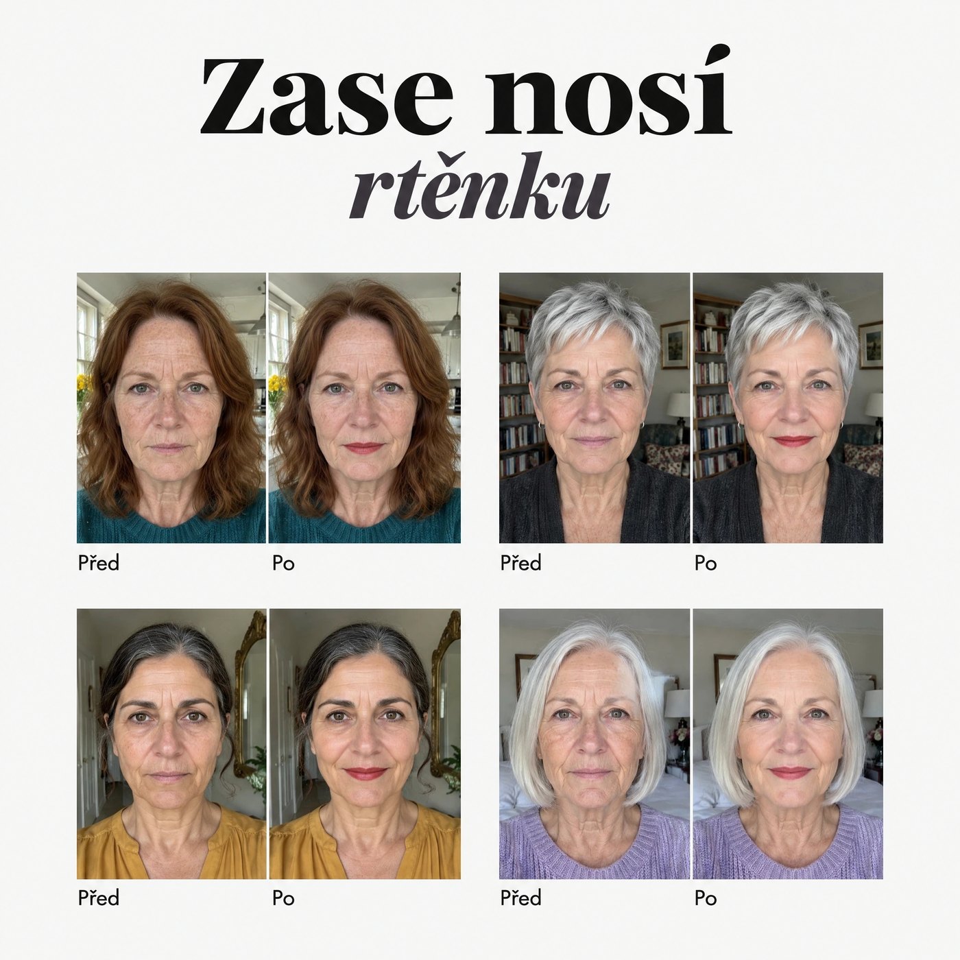 Zase nosí rtěnku: před a po