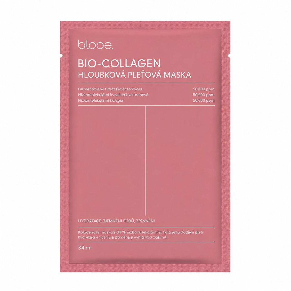 blooe – růžová biokolagenová pleťová maska