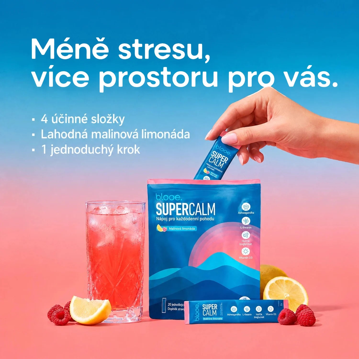 Sáček SuperCalm, sklenice malinové limonády a hodnocení: méně stresu, více prostoru pro vás